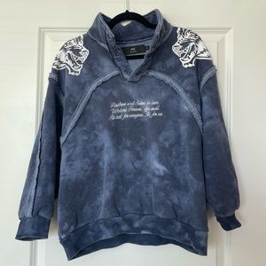 She Wolves Forever Tyler Mock Neck Tye Dye Blue